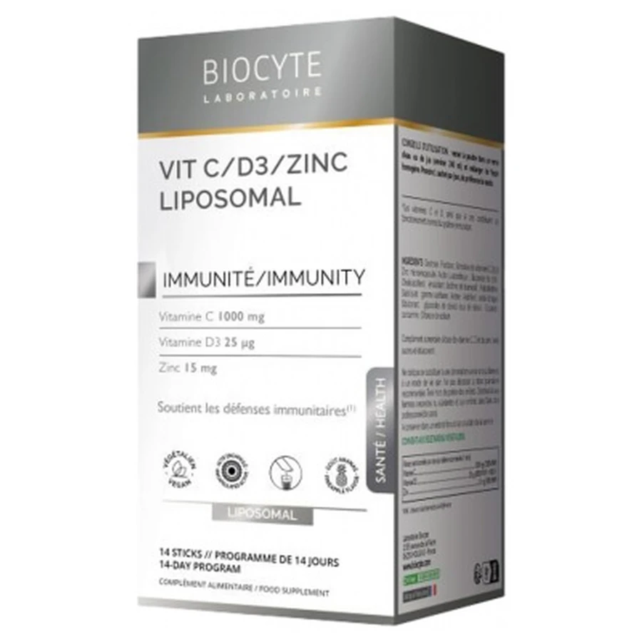 Biocyte Liposomale vitamine C/D3/zink, 14 sticks