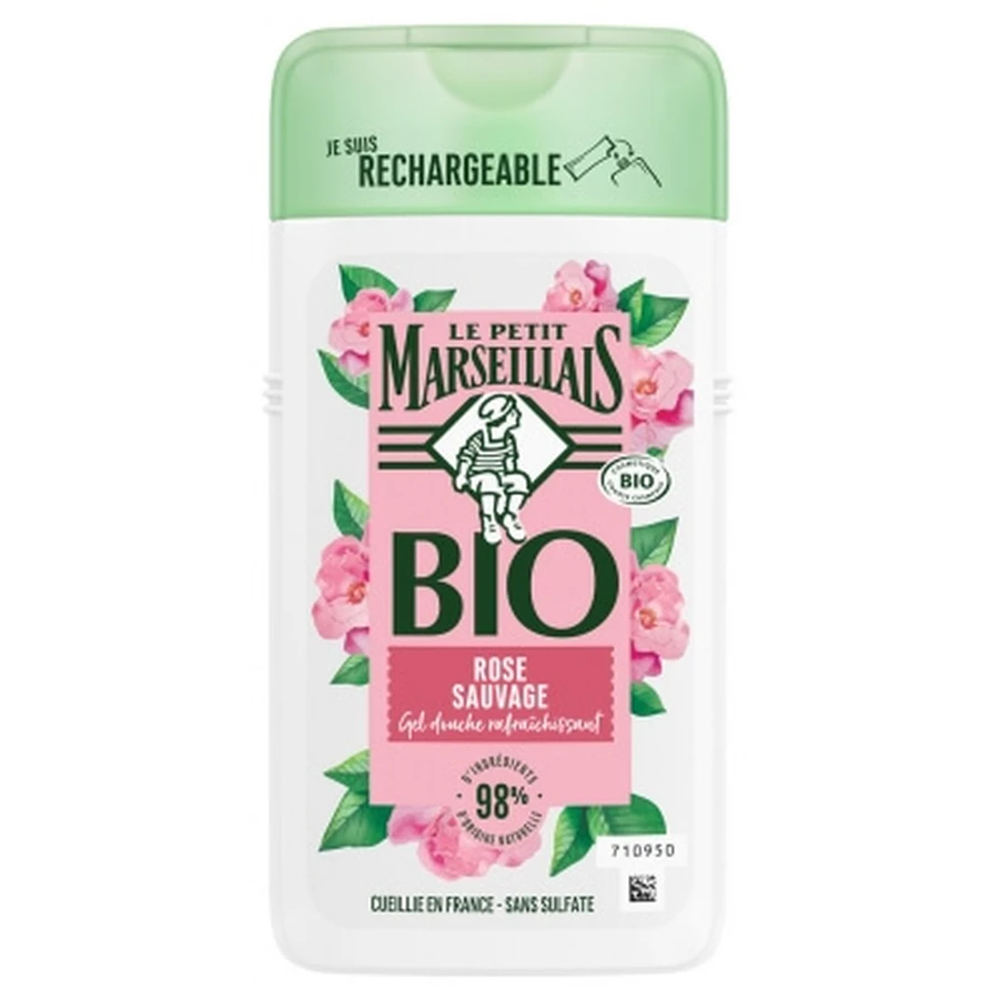 Gel de ducha refrescante de rosa silvestre ecológico de Le Petit Marseillais, 250 ml