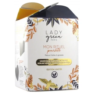 Jabón purificante ecológico Lady Green, 100 g + Esponja Konjac con carbón de bambú