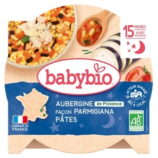 Babybio Good Night Eggplant Parmigiana-Style Pasta, 15 Months and Up, Organic, 260 g