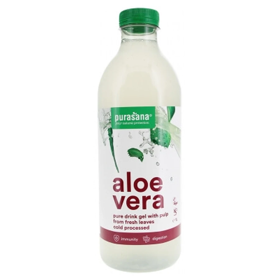 Purasana Bio-Aloe-Vera-Gel zum Trinken mit Fruchtfleisch, 1 l