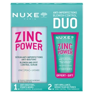 Nuxe Zinc Power Sérum Anti-Imperfections Anti-Boutons 30 ml + Fluide Matifiant Réducteur de Pores 15 ml Offert