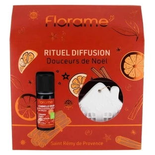 Set de regalo de Florame con aceite esencial ecológico de canela y naranja (10 ml) + objeto decorativo perfumado