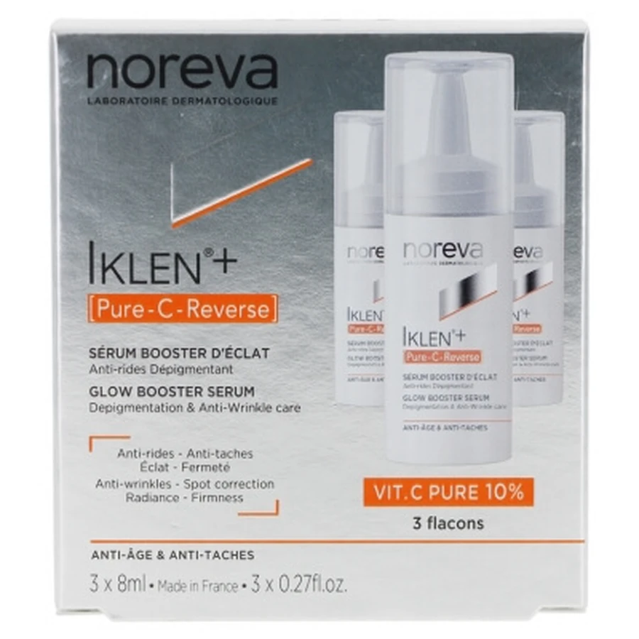 Noreva Iklen+ [Pure-C-Reverse] Serum für strahlende Haut, 3er-Pack (je 8 ml)