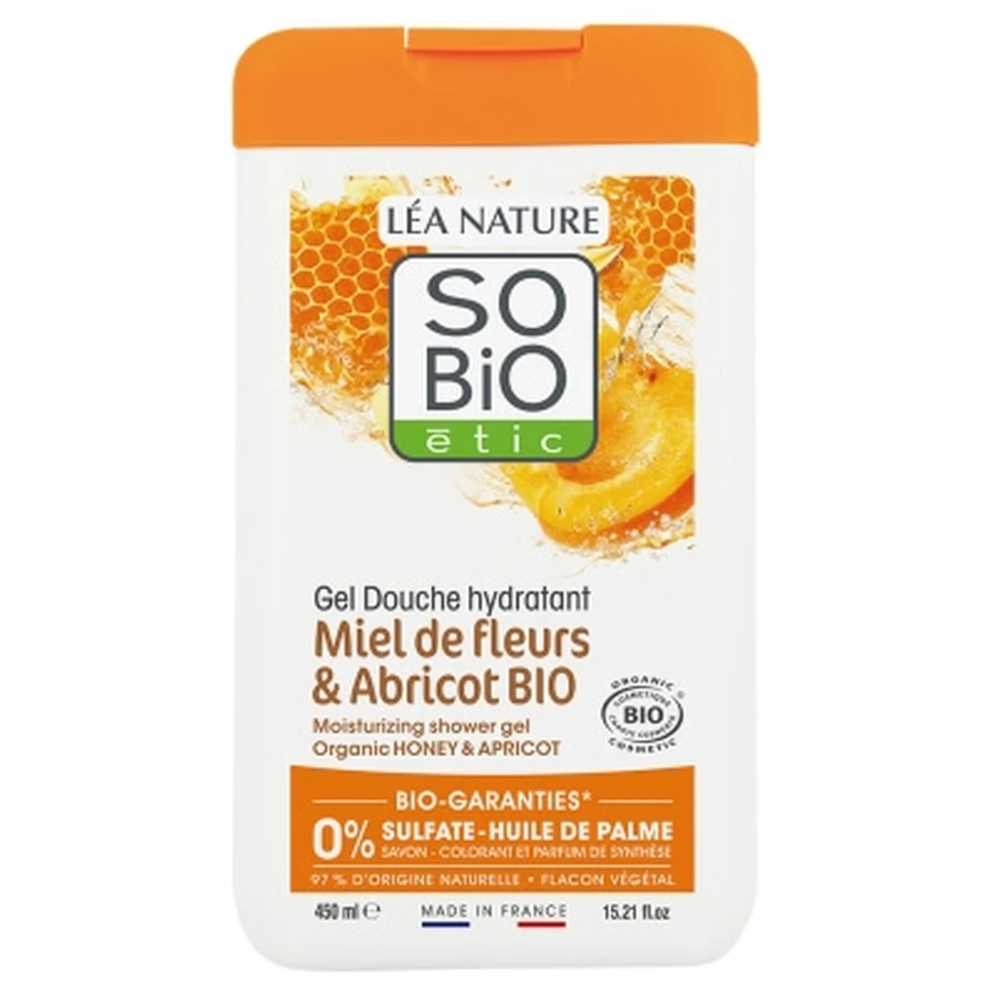 Léa Nature SO BIO étic Hydraterende douchegel met biologische bloemenhoning en abrikoos, 450 ml
