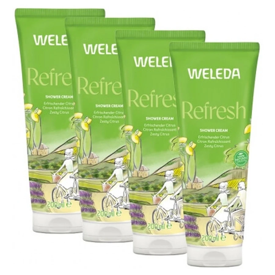 Crema de ducha revitalizante de cítricos de Weleda, paquete de 4 (200 ml cada una)