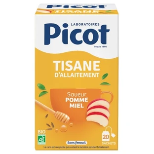 Té de hierbas para la lactancia con sabor a manzana y miel de Picot Organic, 20 bolsitas