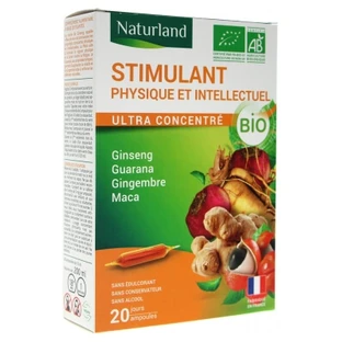 Estimulante físico y mental ecológico de Naturland, 20 ampollas de 10 ml cada una