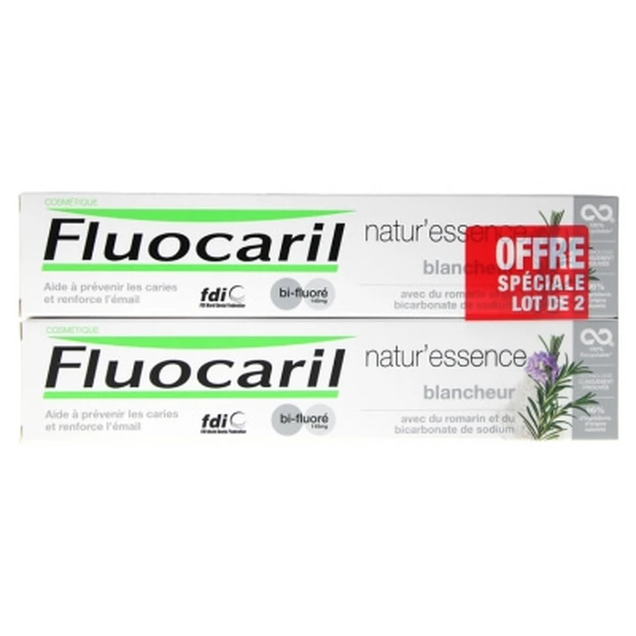 Fluocaril Natur'Essence Whitening Toothpaste with Dual Fluoride, 2-Pack (75 ml each)