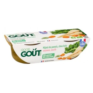 Comida para bebés de 6 meses Good Goût Organic: chirivías y col rizada cocidas a fuego lento con salmón, 2 tarros