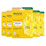 Garnier SkinActive Vitamin C Radiance-Boosting Serum Sheet Mask, Pack of 5 x 28 ml