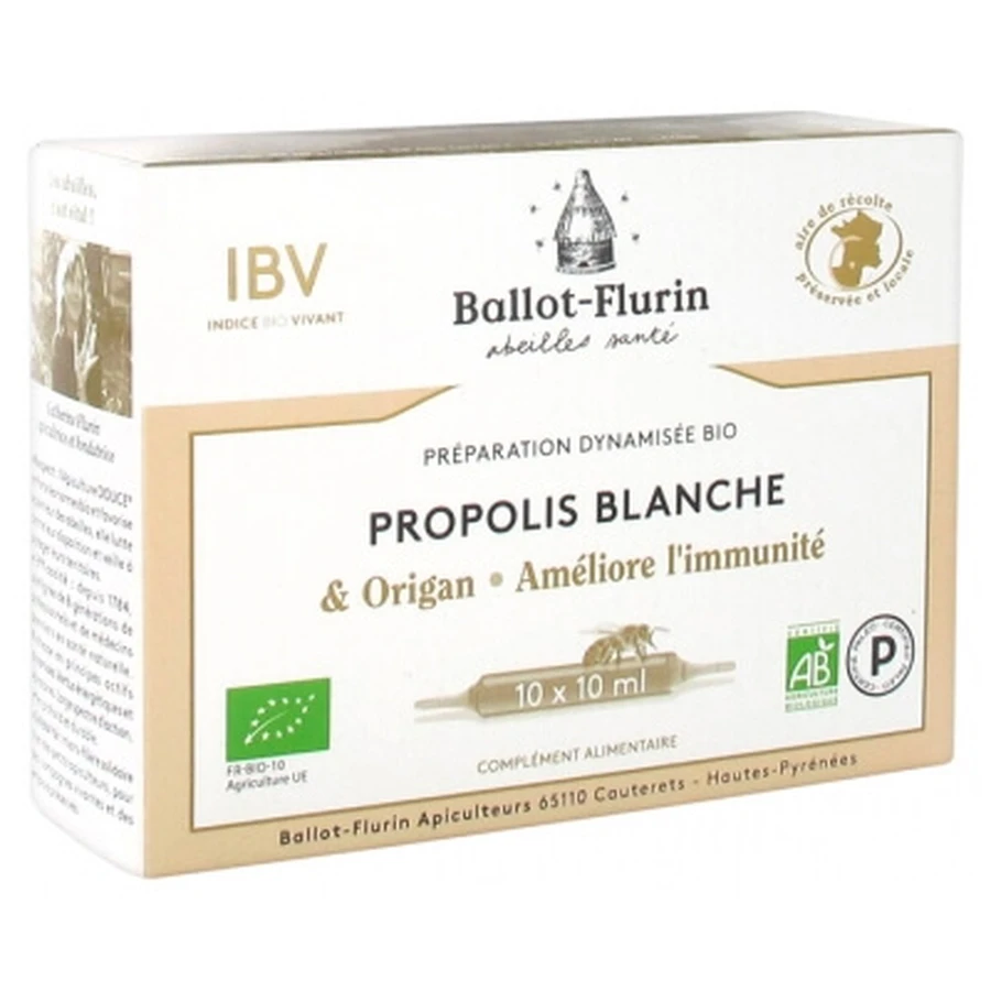Propóleo blanco ecológico Ballot-Flurin, 10 ampollas
