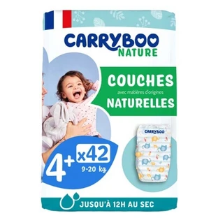 Carryboo Nature Patterned Natural Diapers, 42 Diapers, Size 4+ (9–20 kg)