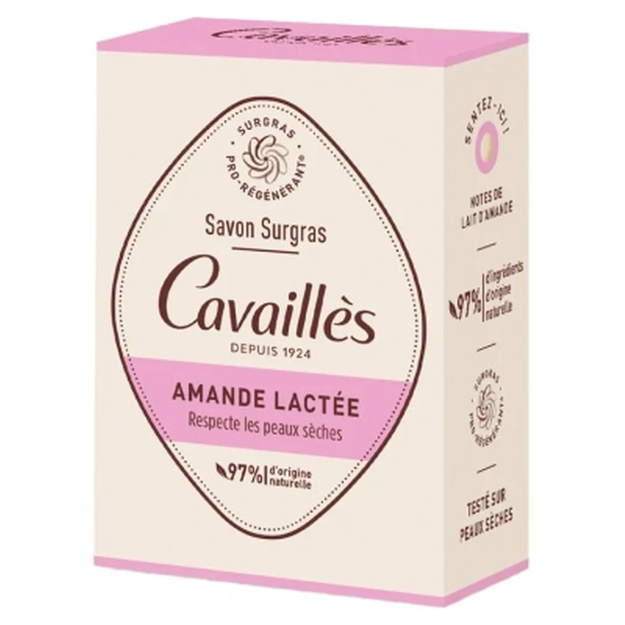 Jabón sobreengrasado de almendra y leche de Cavaillès, 100 g