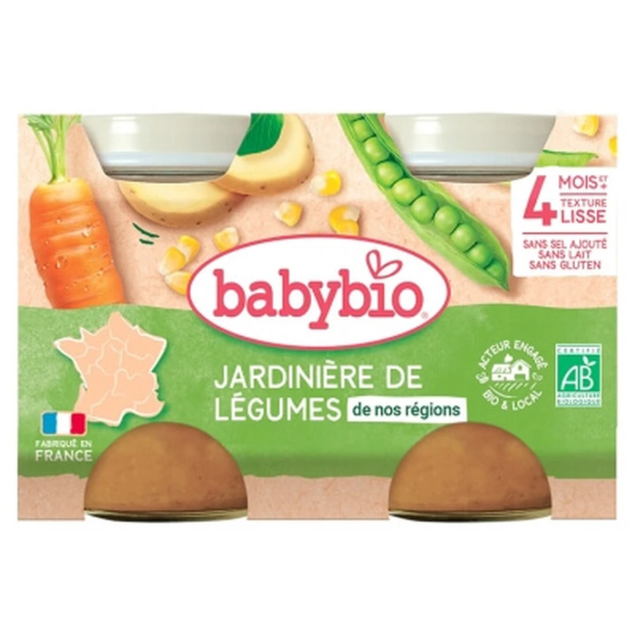 Babybio Biologische Groentemix voor kinderen vanaf 4 maanden, 2 potjes van elk 130 g