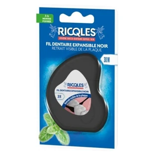 Ricqlès zwarte uitrekbare tandzijde, 30 m