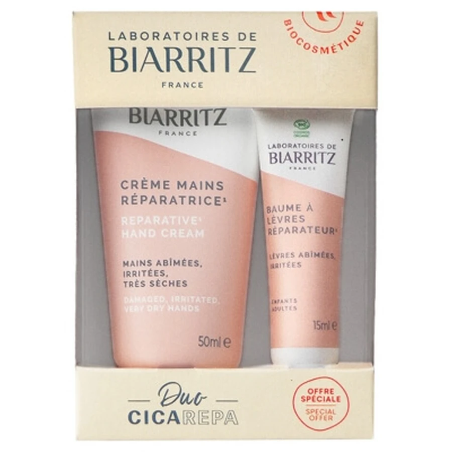 Laboratoires de Biarritz Crème Mains Réparatrice Bio 50 ml + Baume à Lèvres Réparateur Bio 15 ml