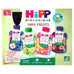 HiPP 100 % Obst (Bio) für Babys ab 6 Monaten, 8 Beutel