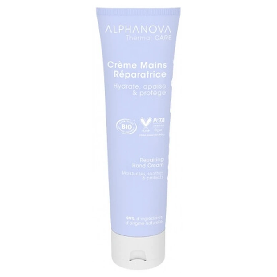 Crema reparadora de manos orgánica Alphanova Thermal Care Hydra +, 150 ml