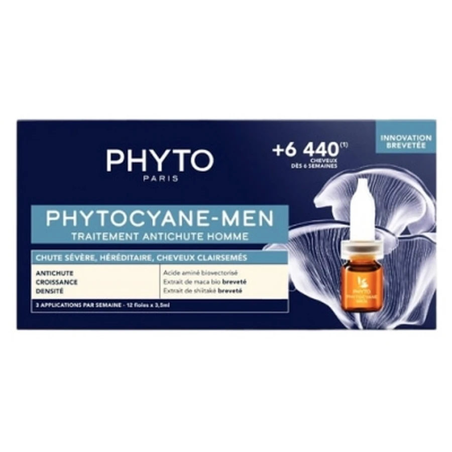 Phyto Phytocyane - Tratamiento contra la caída del cabello para hombres, 12 x 3,5 ml