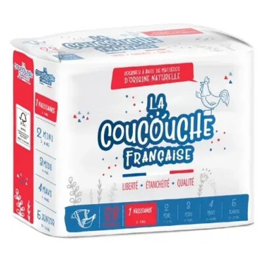 La Coucouche Française natuurlijke luiers, maat 1 (2–5 kg), 28 stuks