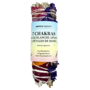 Natura Square 7 Chakra's: smudgestick met witte salie, apiana en rozenblaadjes