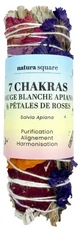 Natura Square 7 Chakra's: smudgestick met witte salie, apiana en rozenblaadjes