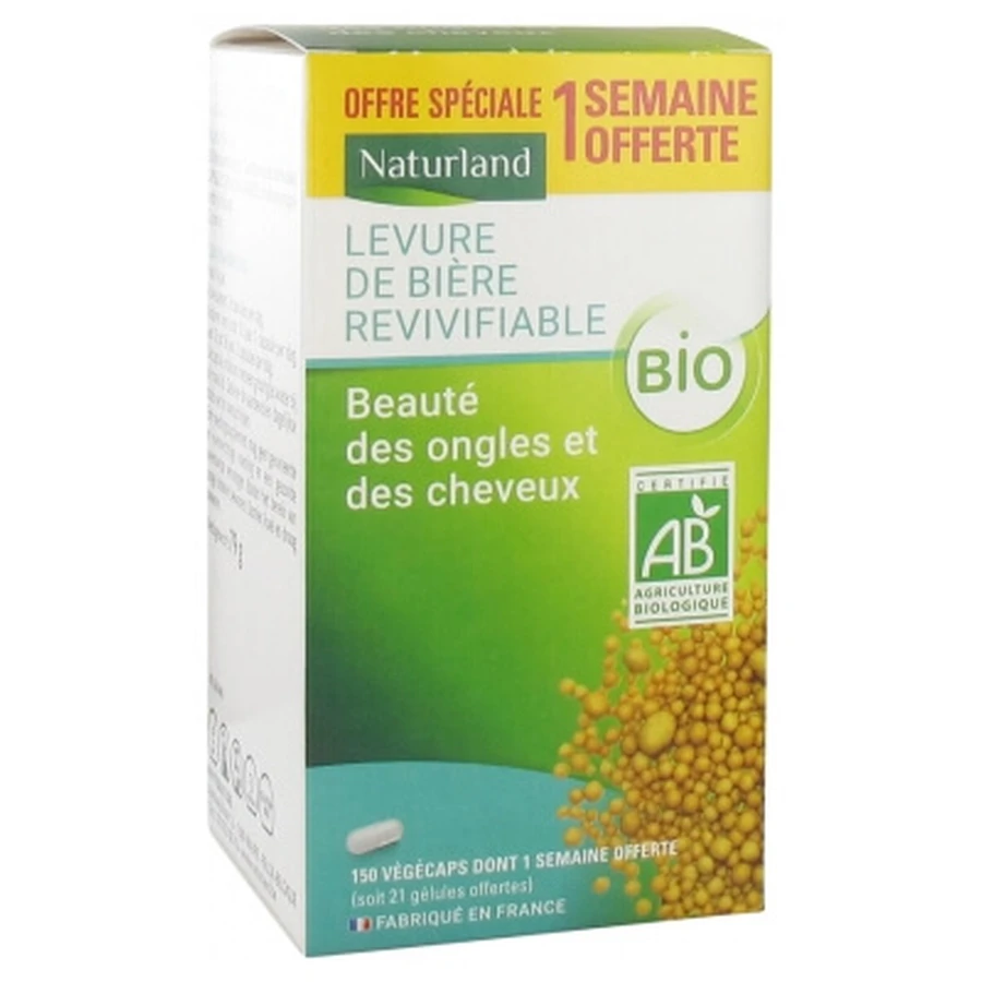 Levadura de cerveza revitalizable ecológica de Naturland, 150 cápsulas vegetales, incluidas 21 cápsulas vegetales de regalo