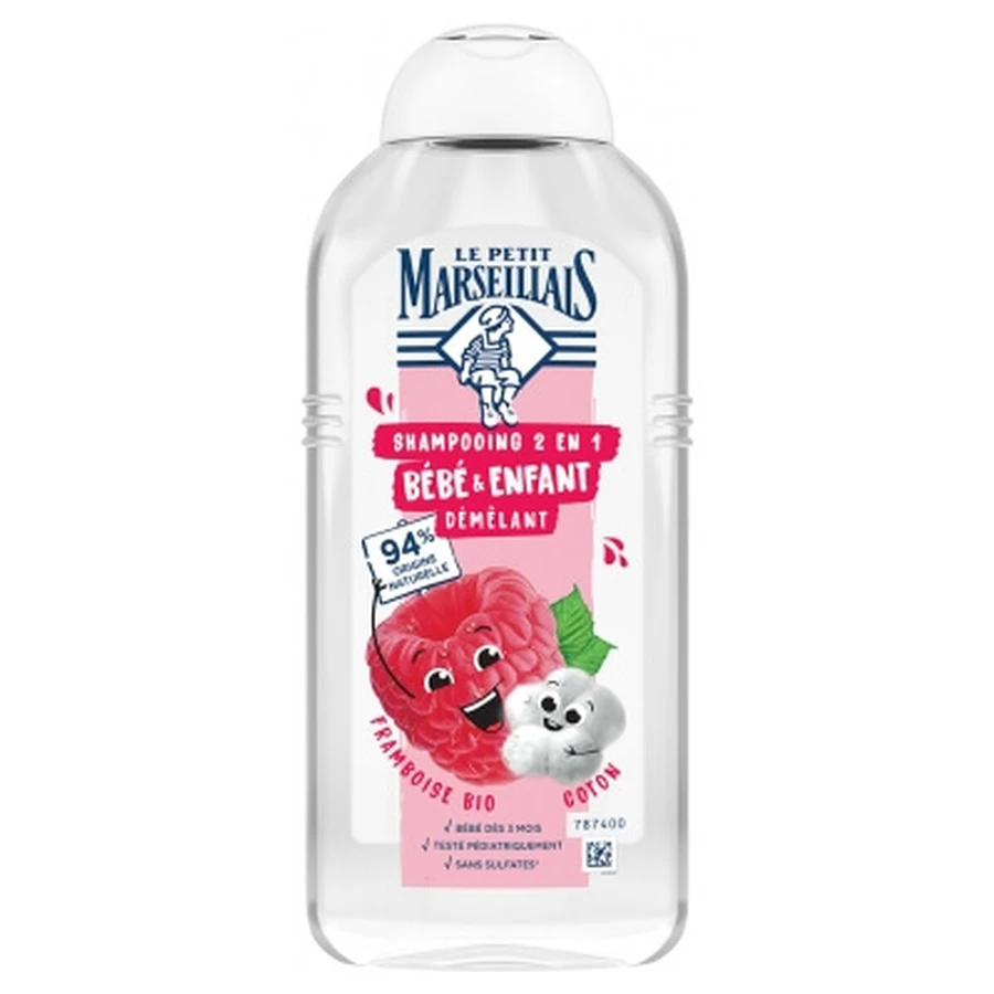 Le Petit Marseillais 2-in-1 Detangling Shampoo for Babies & Children, Raspberry & Cotton, 300 ml