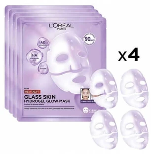 L'Oréal Paris Revitalift Filler Glass Skin Radiance Hydrogel-masker, 4 maskers