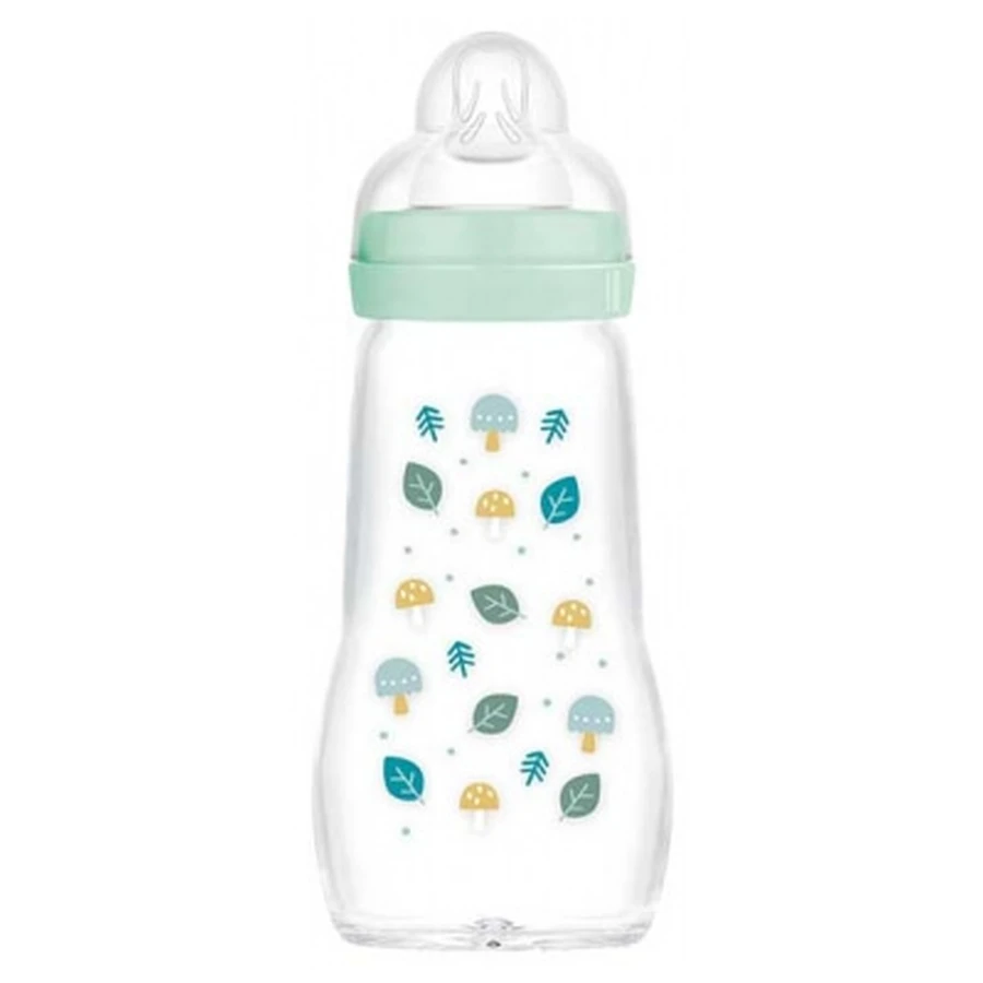 MAM Premium Glass Bottle, 260 ml, 2 Months and Up, Flow Rate 2 (Medium)