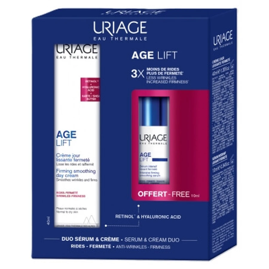 Crema de día suavizante y reafirmante Uriage Age Lift, 40 ml + Sérum intensivo suavizante y reafirmante de regalo, 10 ml