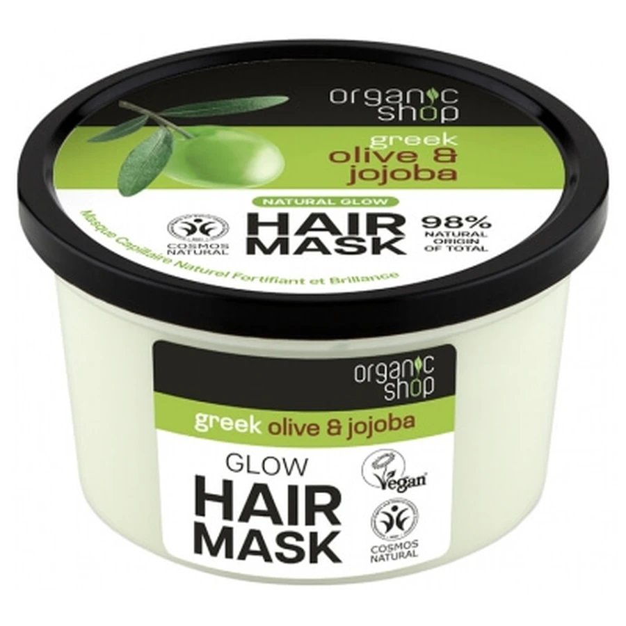 Organic Shop: Mascarilla capilar natural fortificante y que potencia el brillo, con aceituna y jojoba, 250 ml
