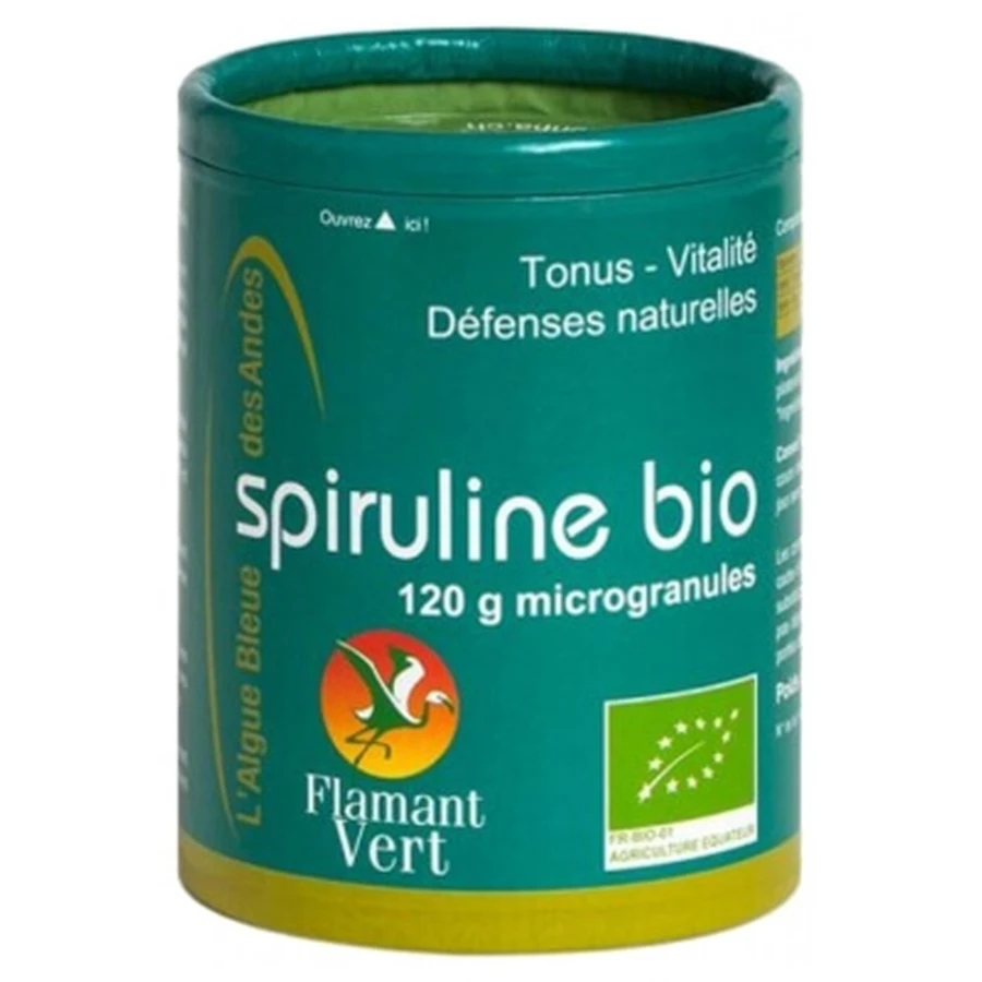 Flamant Vert Organic Spirulina Microgranules, 120 Grams