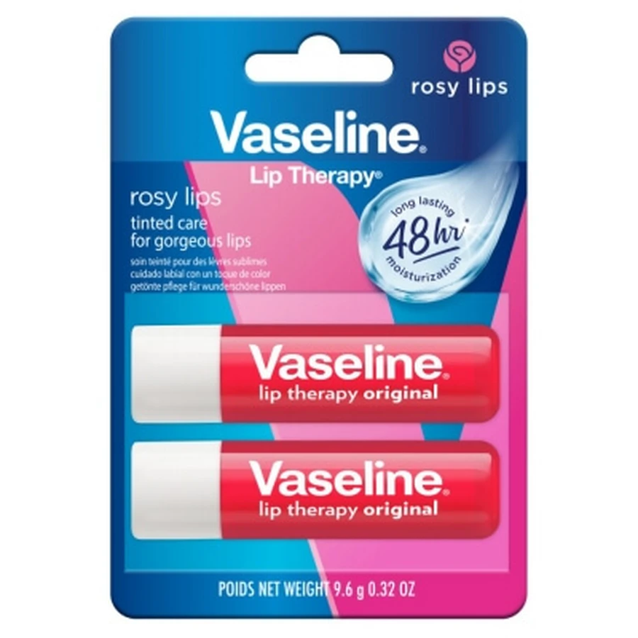 Vaseline Rosy Lips lippenbalsemstick, 2 x 4,8 g