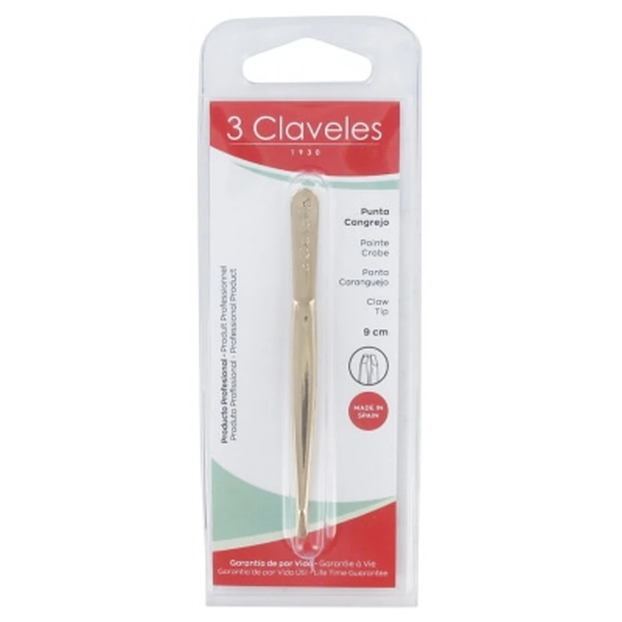 3 Claveles Gold-Pinzetten mit Krabbenkopf, 9 cm