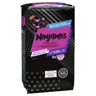Ropa interior absorbente para la noche Pampers Ninjamas para niñas de 4 a 7 años (17–30 kg), paquete de 10 unidades