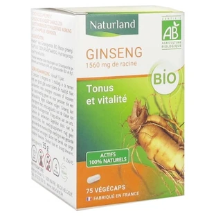Ginseng ecológico Naturland, 75 cápsulas vegetales