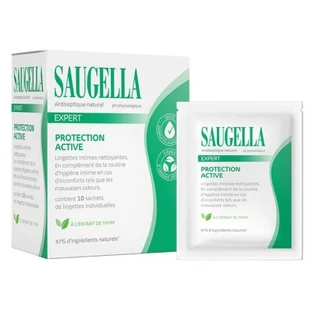 Saugella Expert Protection Active Lingettes Intimes Nettoyantes 10 Lingettes Individuelles