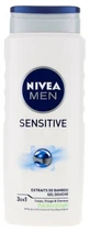 Nivea Men Sensitive 3-in-1 Shower Gel for Body, Face, and Hair, 500 ml