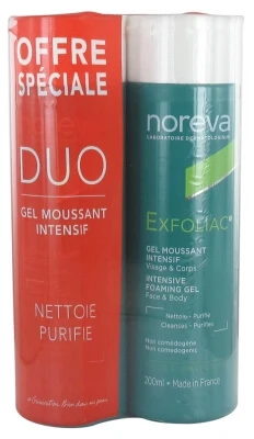 Noreva Exfoliac Intensive Foaming Gel, 2-Pack (200 ml each)