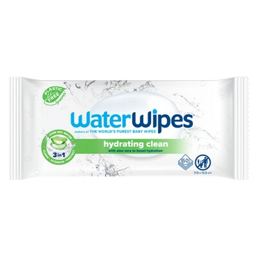 Waterwipes Moisturizing Wipes with Aloe Vera, 60 Wipes