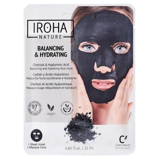 Iroha Nature Gesichtsmaske mit Aktivkohle und Hyaluronsäure zum Ausgleich des Hautgleichgewichts, 23 ml