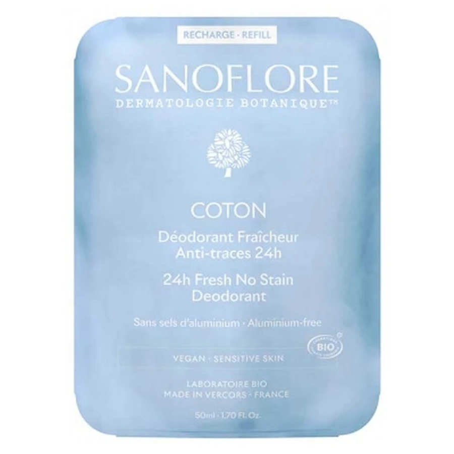 Sanoflore 24-Stunden-Frische-Deodorant mit Baumwolle, Bio-Nachfüllpackung, 50 ml