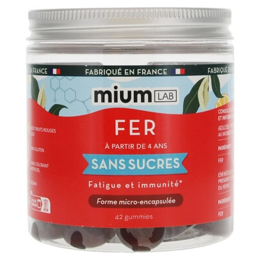 Mium Lab Zuckerfreie Eisen-Gummibärchen, 42 Stück