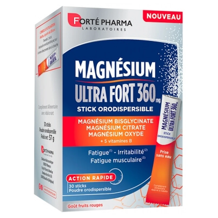 Forté Pharma Magnesio de alta potencia 360 mg, 30 barritas bucodispersables