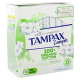 Tampax Compak Cotton Protection Super 100% Organic Cotton 14 Tampons