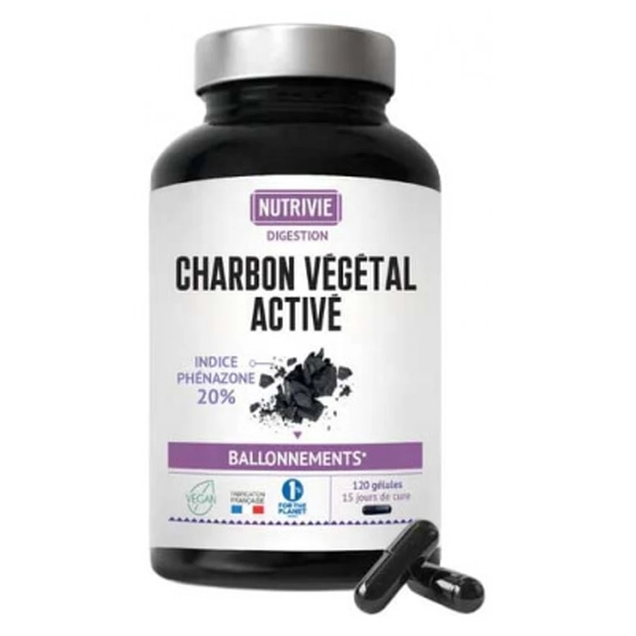 Nutrivie Aktivkohle aus Pflanzen 120 Kapseln
