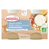 Babybio: puré de leche de cabra, pera e higo, a partir de los 6 meses, ecológico, 2 tarros de 130 g cada uno