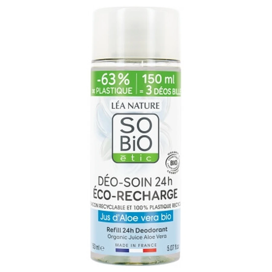 Léa Nature SO BIO étic 24-Stunden-Aloe-Vera-Deodorant-Pflege, Bio, Öko-Nachfüllpackung, 150 ml